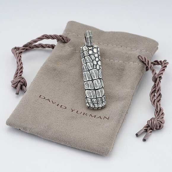 David Yurman 925 Sterling Silver Mens Naturals Gator Ingot Tag Pendant - Picture 1 of 3